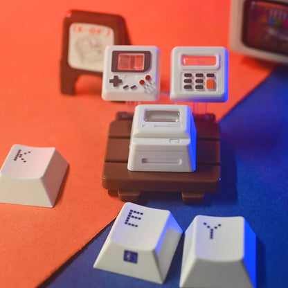 3 in 1 Cute Keycap Cute Personality Retro Key Cap Light-transmitting Keyboard Key Cap Replacement Parts for Mechanical Keyboard